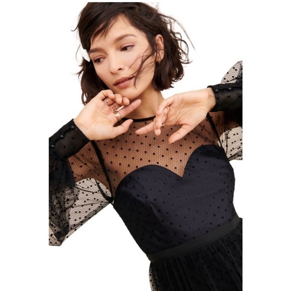 NEW ALICE MCCALL Sheer Black Polka Dot Mysteria Midi Dress - Picture 5 of 9